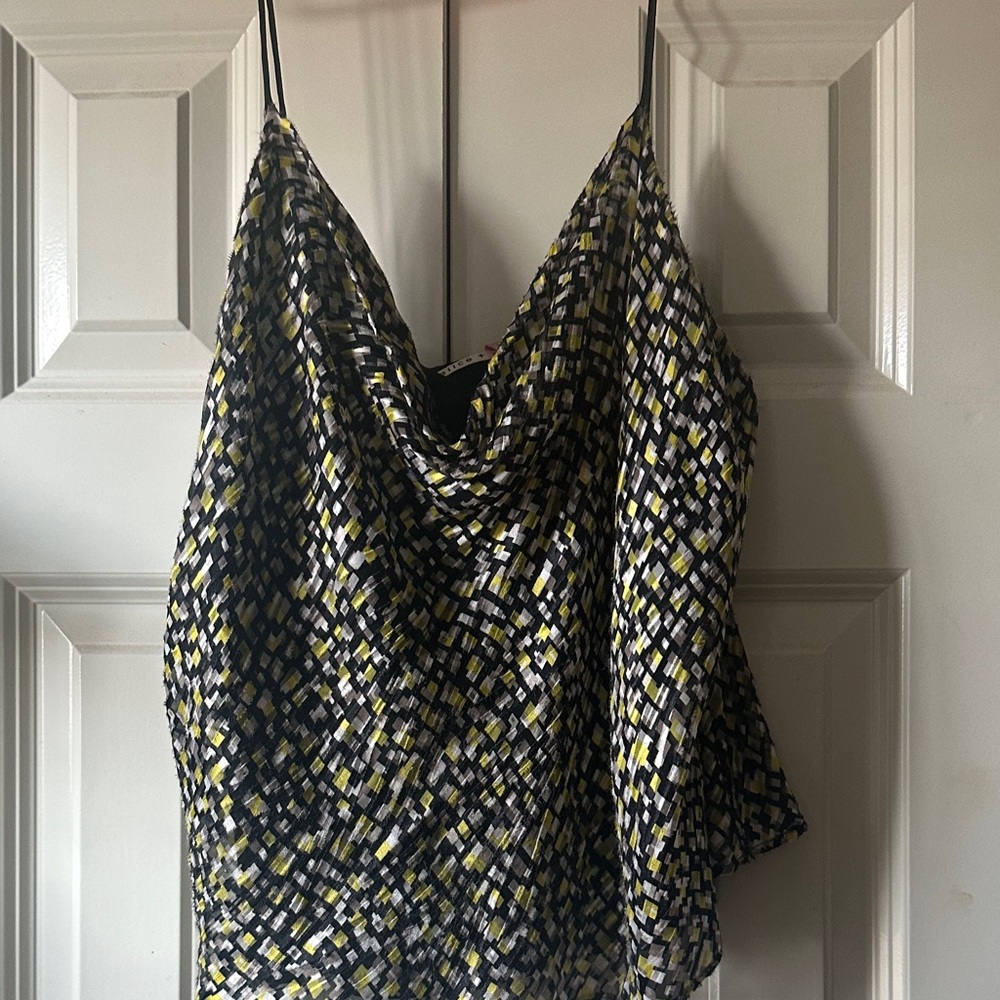 Alice + Olivia Black and Yellow Printed Camisole